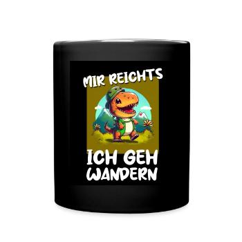T-Rex Dino Dinosaurier Saurier Wandern Outdoor - Tasse einfarbig - Schwarz - Vorne