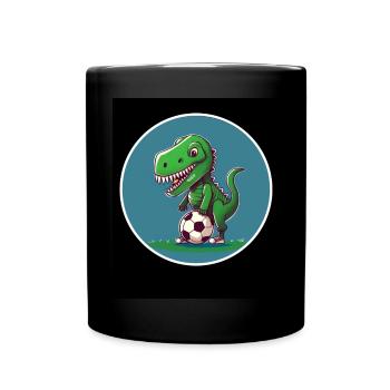 T-Rex Dino Dinosaurier Saurier Sport Fussball Kind - Tasse einfarbig - Schwarz - Vorne