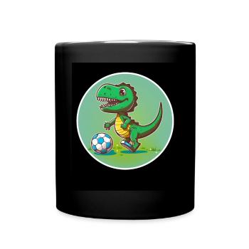 T-Rex Dino Dinosaurier Saurier Sport Fussball Kind - Tasse einfarbig - Schwarz - Vorne