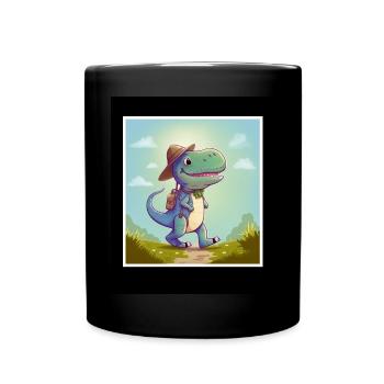 T-Rex Dino Dinosaure Dinosaure Randonnée en plein air - Mug uni - noir - Devant