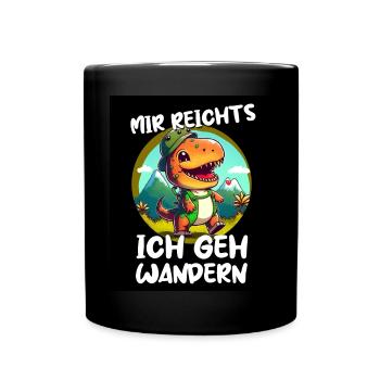 T-Rex Dino Dinosaurier Saurier Wandern Outdoor - Tasse einfarbig - Schwarz - Vorne