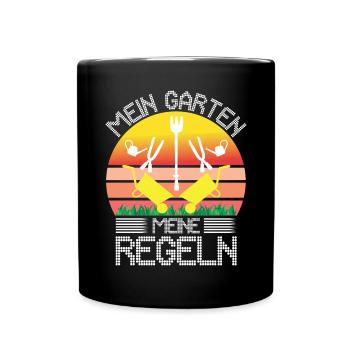 Mein Garten Meine Regeln Hobbygärtner Gärtnerin - Tasse einfarbig - Schwarz - Vorne