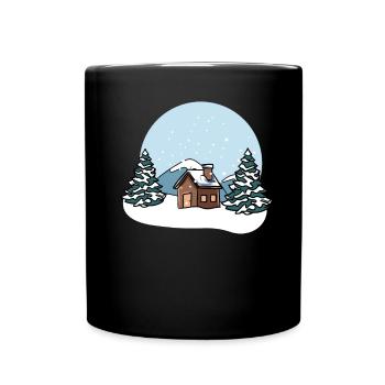 Paysage hivernal neige - Mug uni - noir - Devant