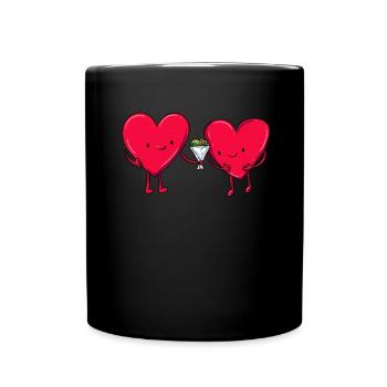Valentinstag Herz - Tasse einfarbig - Schwarz - Vorne