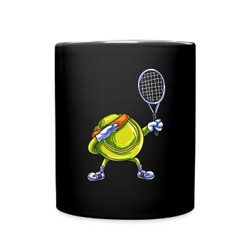 Tennisball Tennisspieler Tennisplatz - Tasse einfarbig - Schwarz - Vorne