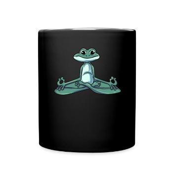 Meditation Frosch - Tasse einfarbig - Schwarz - Vorne