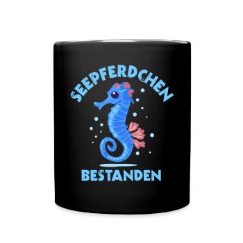 Seepferdchen-Abzeichen Schwimmabzeichen - Tasse einfarbig - Schwarz - Vorne