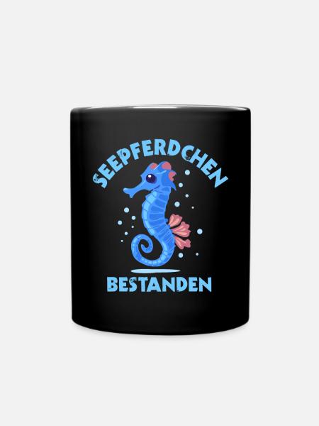 Seepferdchen-Abzeichen Schwimmabzeichen - Tasse einfarbig - Schwarz