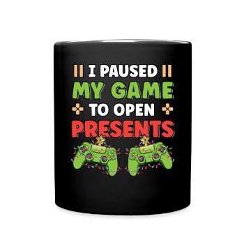 J’ai mis mon jeu en pause pour ouvrir la vidéo amusante de Presents - Mug uni - noir - Devant