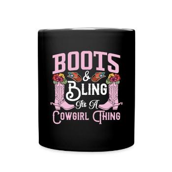 Bottes et bling c’est une chose drôle musique country - Mug uni - noir - Devant