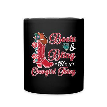Bottes et bling c’est une chose drôle musique country - Mug uni - noir - Devant