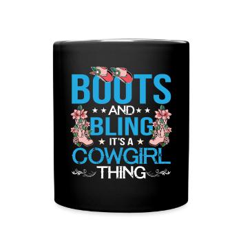 Bottes et bling c’est une chose drôle musique country - Mug uni - noir - Devant