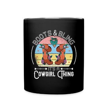 Bottes et bling c’est une chose drôle musique country - Mug uni - noir - Devant