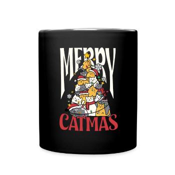 Christmas tree from kitten Merry Catmas - Full Colour Mug - black - Front