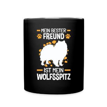Wolfsspitz ist mein Freund deutscher Spitz Keeshon - Tasse einfarbig - Schwarz - Vorne