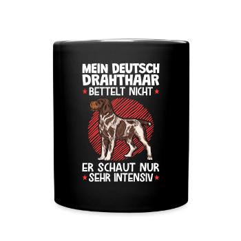 Deutsch Drahthaar bettelt nicht Jagdhund - Tasse einfarbig - Schwarz - Vorne