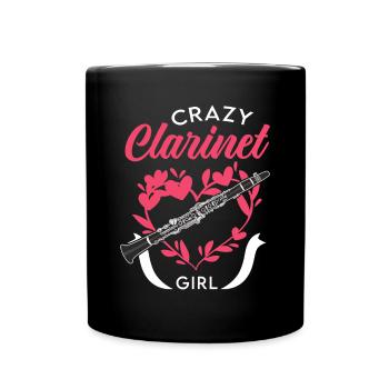 Clarinet Girl Klarinetten Mädchen Klarinettist - Tasse einfarbig - Schwarz - Vorne