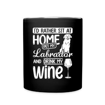 Wine and Labrador - Tasse einfarbig - Schwarz - Vorne
