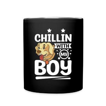 Chillin with my boy labrador - Full Colour Mug - black - Front
