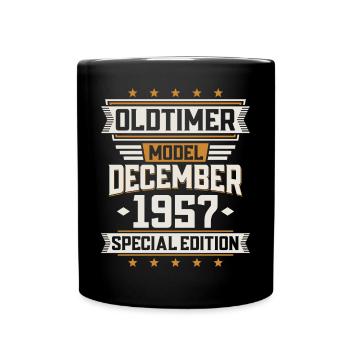 December Year 1957 Year of construction Oldtimer Birthday - Full Colour Mug - black - Front
