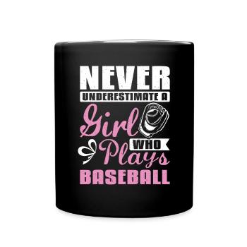 Ne sous-estimez jamais une fille qui joue au baseball - Mug uni - noir - Devant