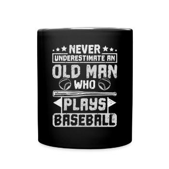 Ne sous-estimez jamais un vieil homme qui joue au baseball - Mug uni - noir - Devant