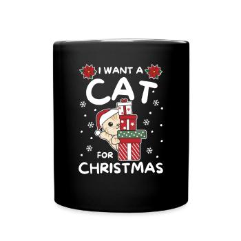 I want a cat for Christmas cute cats - Full Colour Mug - black - Front