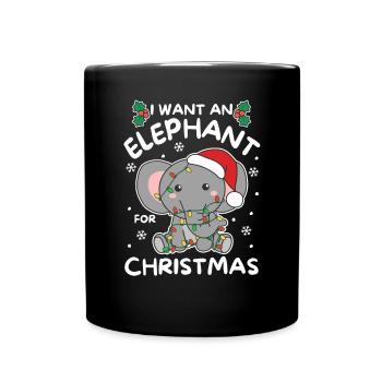 Je veux un éléphant pour Noël éléphants mignons - Mug uni - noir - Devant