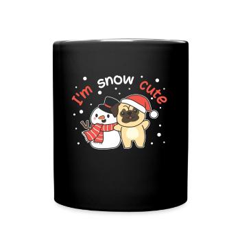 Pug I'm snow cute snowman snow pun - Full Colour Mug - black - Front