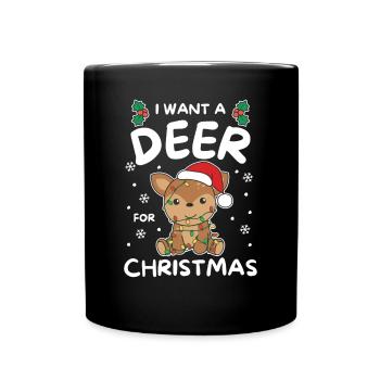 Je veux un cerf pour Noël cerf mignon - Mug uni - noir - Devant