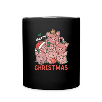 Cochon Arbre de Noël Joyeux Noël - Mug uni - noir - Devant