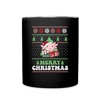 Joyeux Noël rétro moche Noël Axolotl - Mug uni - noir - Devant