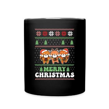 Joyeux Noël rétro moche Noël Panda roux - Mug uni - noir - Devant