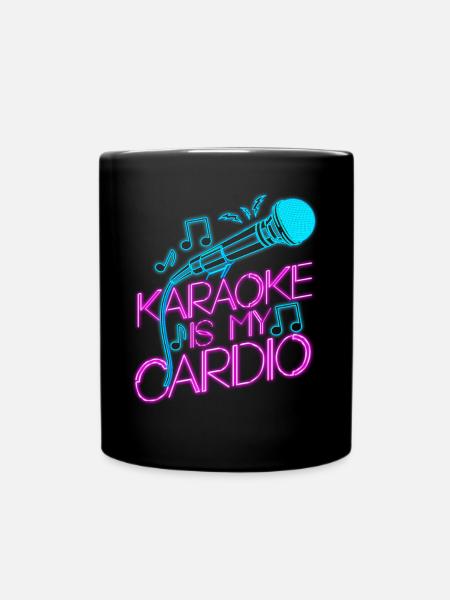 Karaoke Singer 80s Retro Karaoke - Full Colour Mug - black