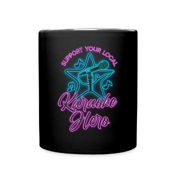 Karaoke Singer 80s Retro Support - Full Colour Mug - black - Front