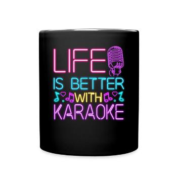 Karaoké Chanteur 80s Retro La vie est - Mug uni - noir - Devant