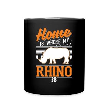 Zuhause ist wo mein Nashorn ist Rhino - Tasse einfarbig - Schwarz - Vorne