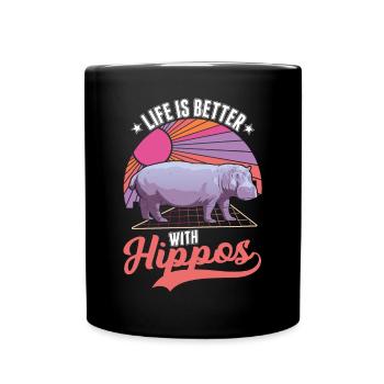 La vie est meilleure avec un hippopotame - Mug uni - noir - Devant