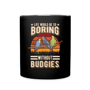 Budgerigar Gift Welli cockatiel - Full Colour Mug - black - Front