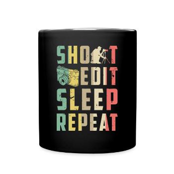 Shoot Edit Sleep Repeat Shirt - Mug uni - noir - Devant