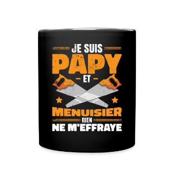 Papy Et Menuisier Charpentier Amusant - Mug uni - noir - Devant
