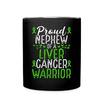 Liver Cancer Awareness Movement for Nephew Ribbon - Full Colour Mug - black - Front