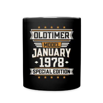 Januar Jahrgang 1978 Baujahr Oldtimer Geburtstag - Tasse einfarbig - Schwarz - Vorne