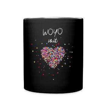 Woyo Yoga mit Herz Meditation Namaste Yogalehrerin - Tasse einfarbig - Schwarz - Vorne