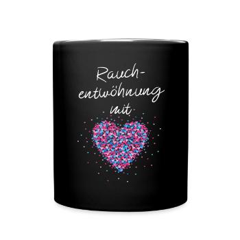 Rauchentwöhnung mit Herz Nikotinabhängigkeit - Tasse einfarbig - Schwarz - Vorne