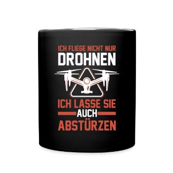 Drohne Pilot Drohnen - Tasse einfarbig - Schwarz - Vorne