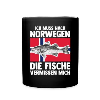 Angeln Angler Fischen Norwegen - Tasse einfarbig - Schwarz - Vorne