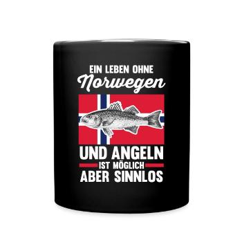 Angeln Angler Fischen Norwegen - Tasse einfarbig - Schwarz - Vorne