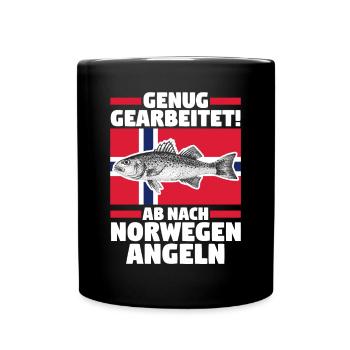 Angeln Angler Fischen Norwegen - Tasse einfarbig - Schwarz - Vorne