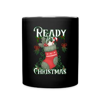 Ready for Christmas - Pretty Christmas socks - Full Colour Mug - black - Front